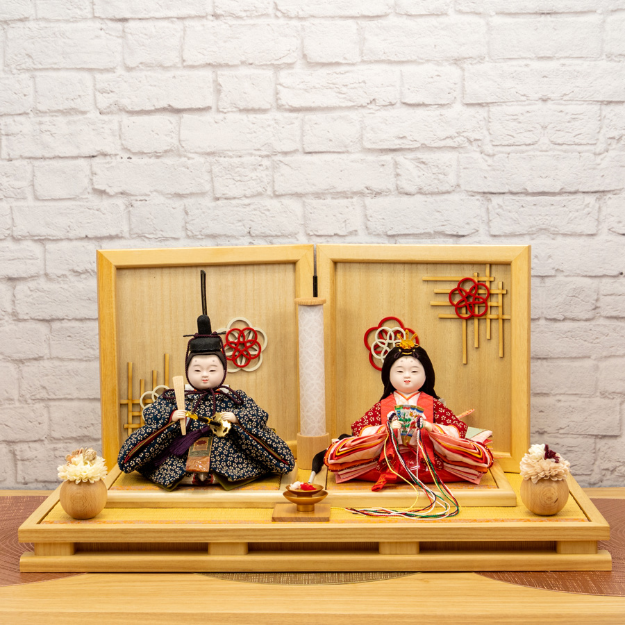 甲州印伝　雛人形 小桜柄寿親王　和楽梅親王飾りセット